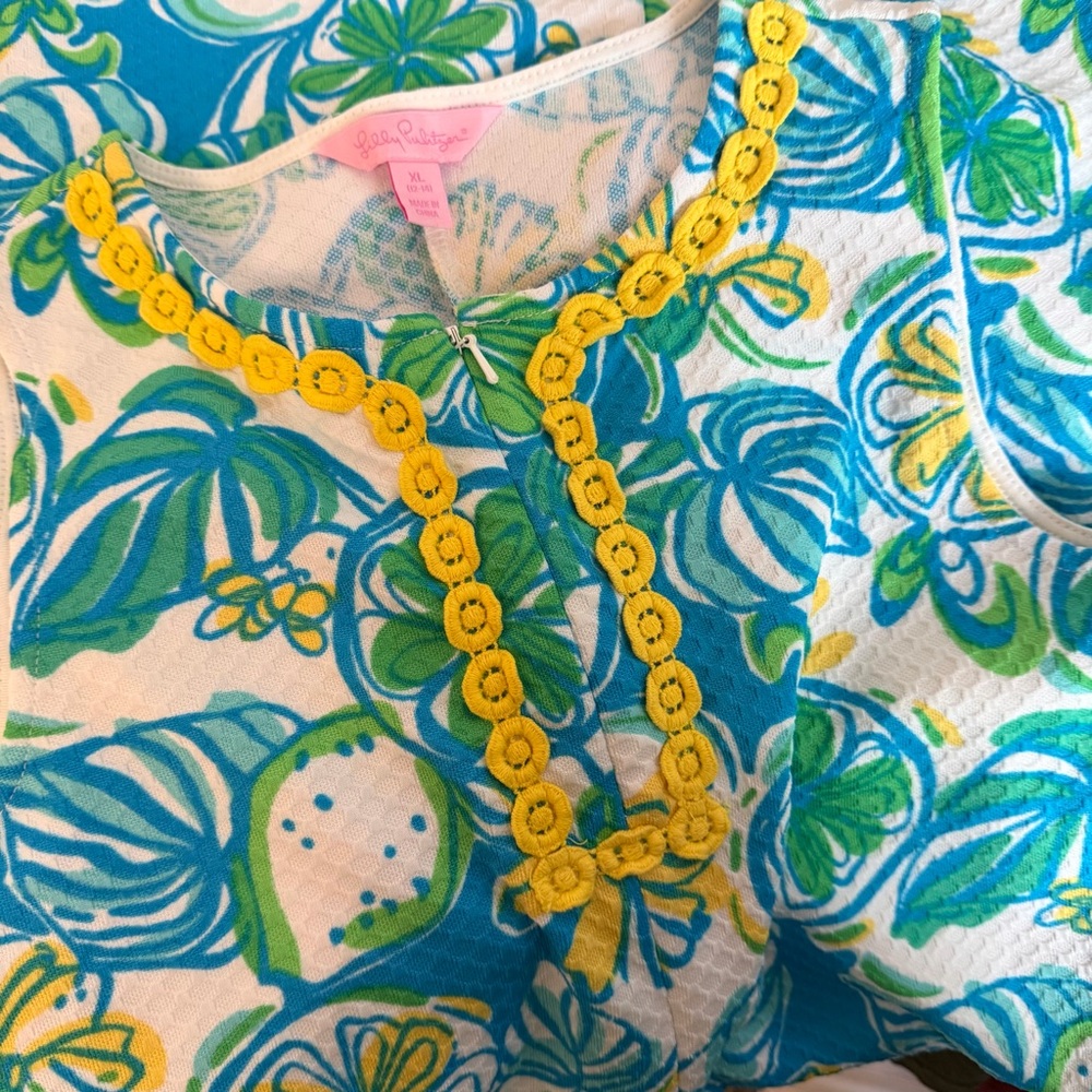 Lilly Pulitzer Girls Sweet & Sour Blue and Green Floral Dress - Picture 10 of 10